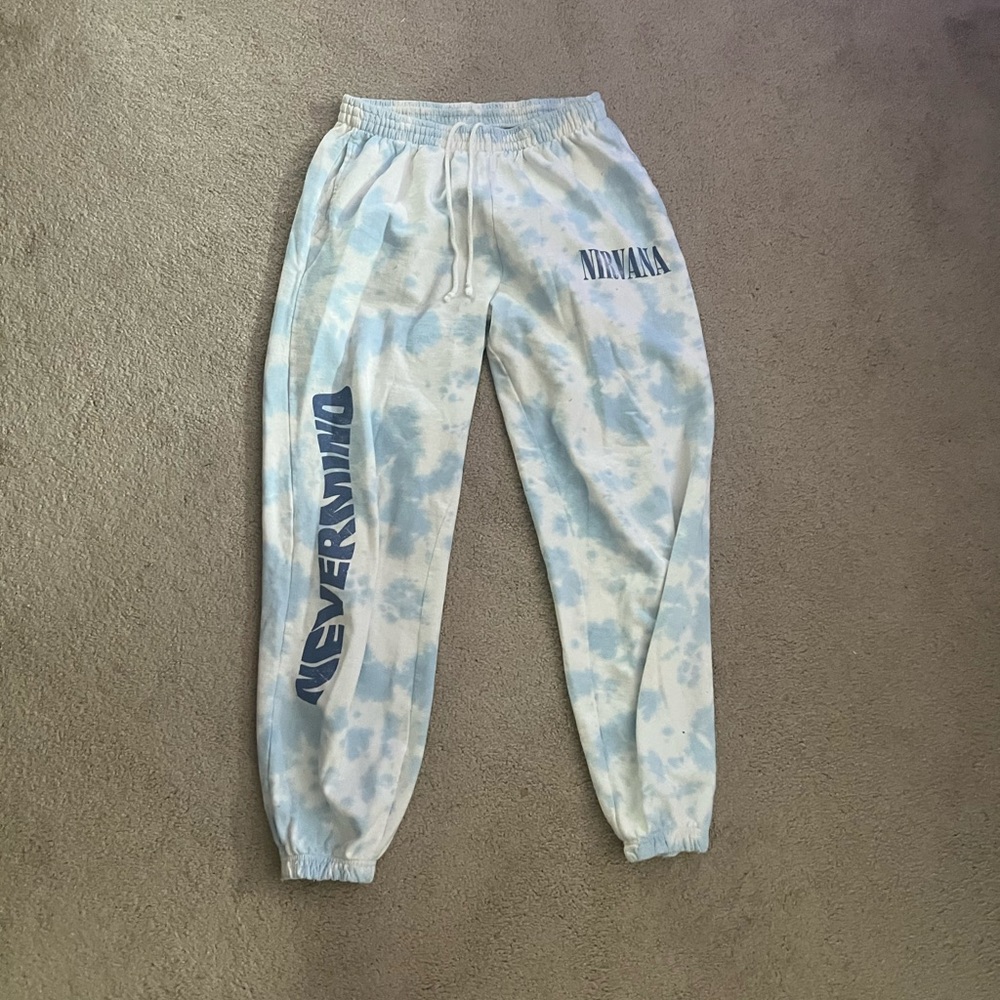 nirvana sweat pants - URBAN OUTFITTERS - blue and white tye dye - worn once